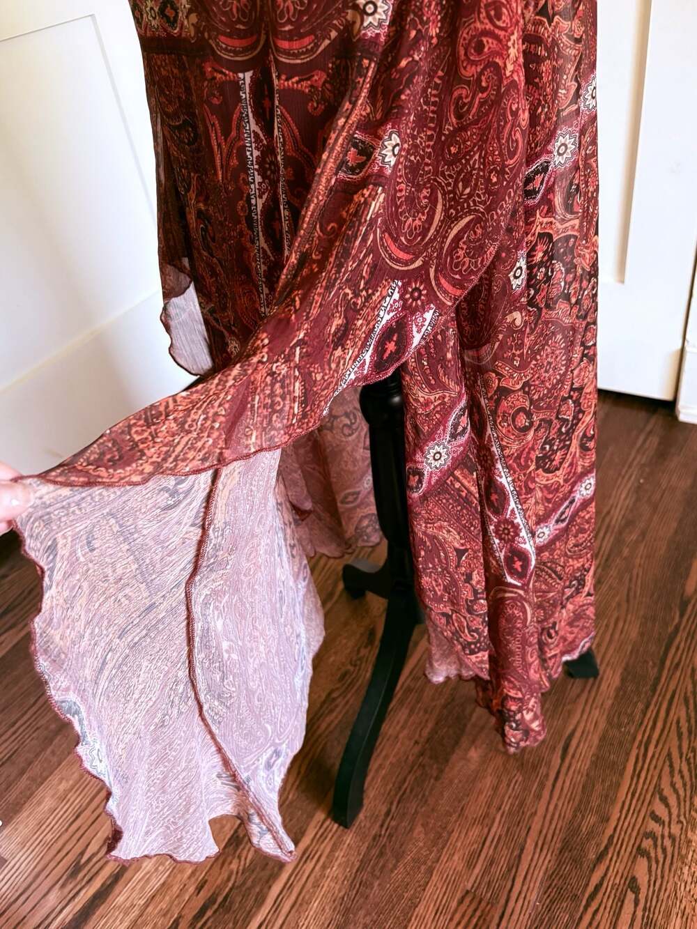 Free People Panel Boho Paisley Printed Asymmetrical Midi Skirt Size Medium - Picture 2 of 8